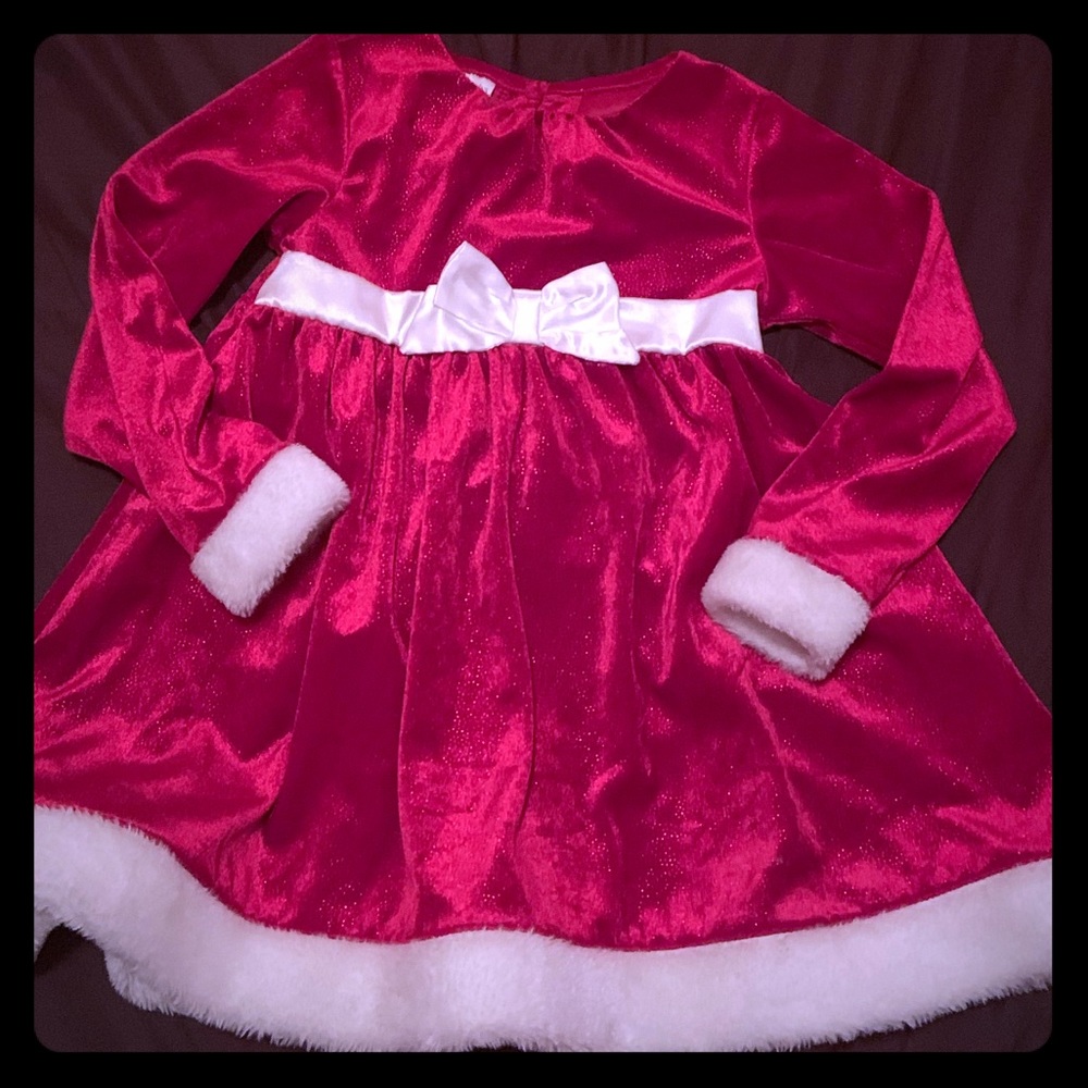 Gorgeous Red Velvety Dress with Furry Trim Sz 4